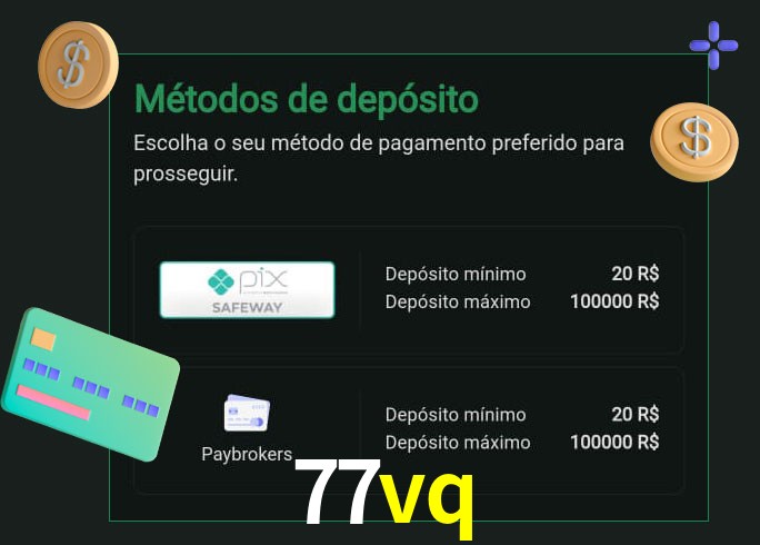 O cassino 77vq oferece uma grande variedade de métodos de pagamento